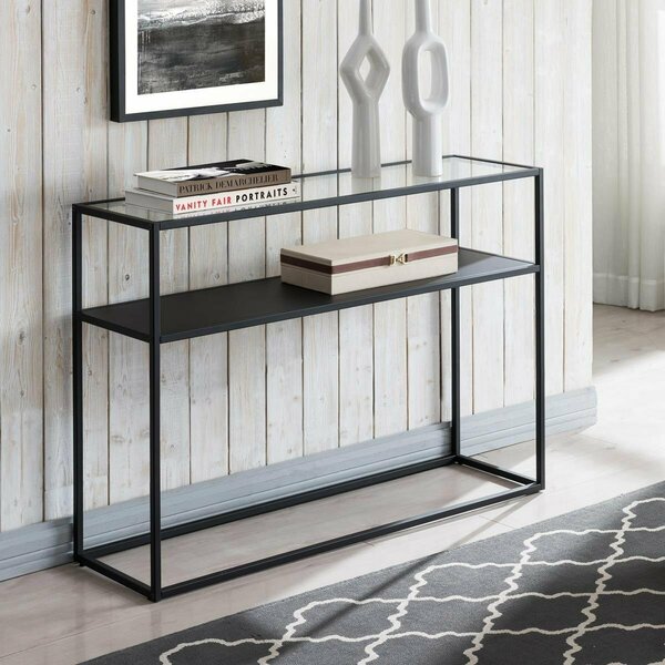 Henn & Hart Nellie Blackened Bronze Console Table with Solid Metal Shelf AT0573